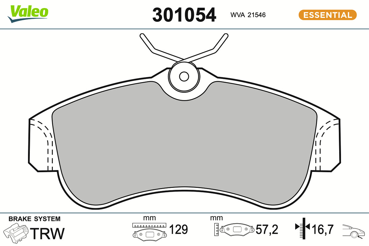 Jeu de 4 plaquettes de frein VALEO ref. 301054